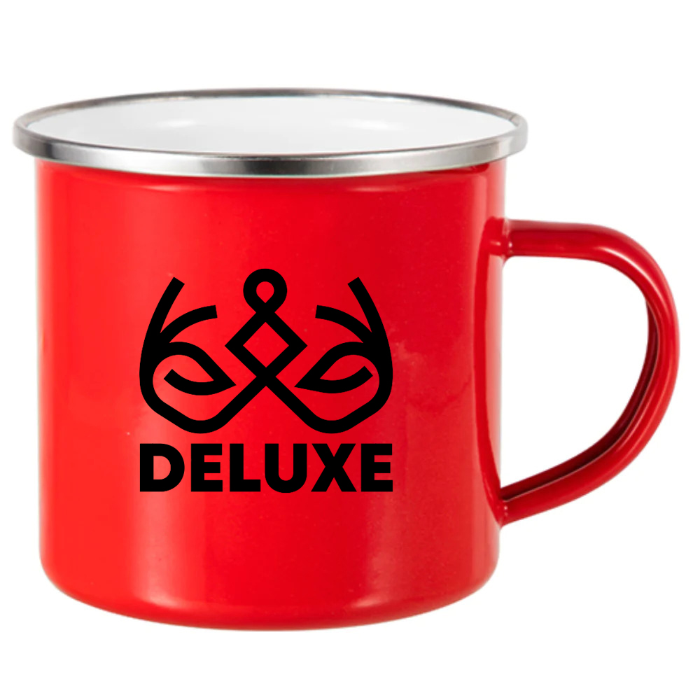 Coloured Enamel Cup with Stainless Silver Rim 12oz