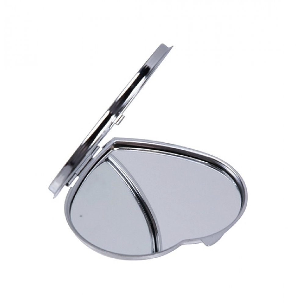 Custom Printed Compact Mirrors - Heart Shape Silver