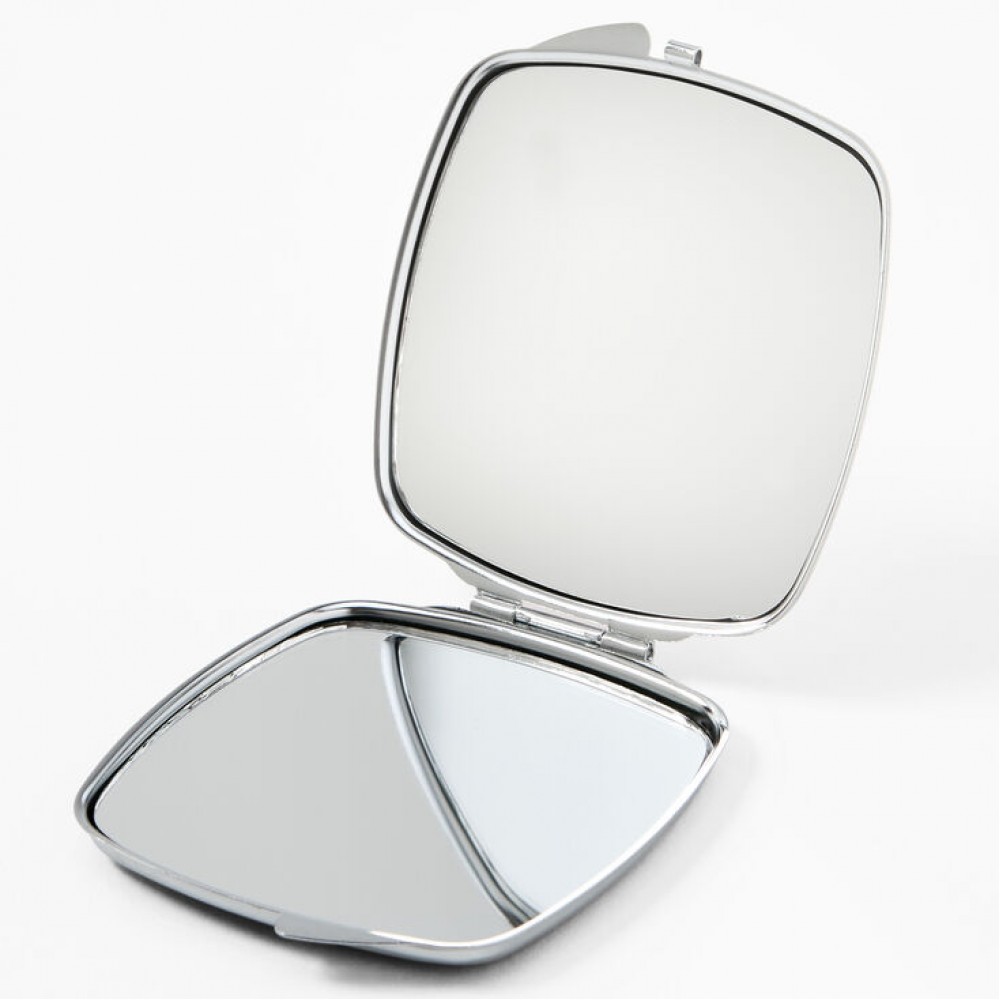 Custom Printed Compact Mirrors - Square Rounded Corners Silver