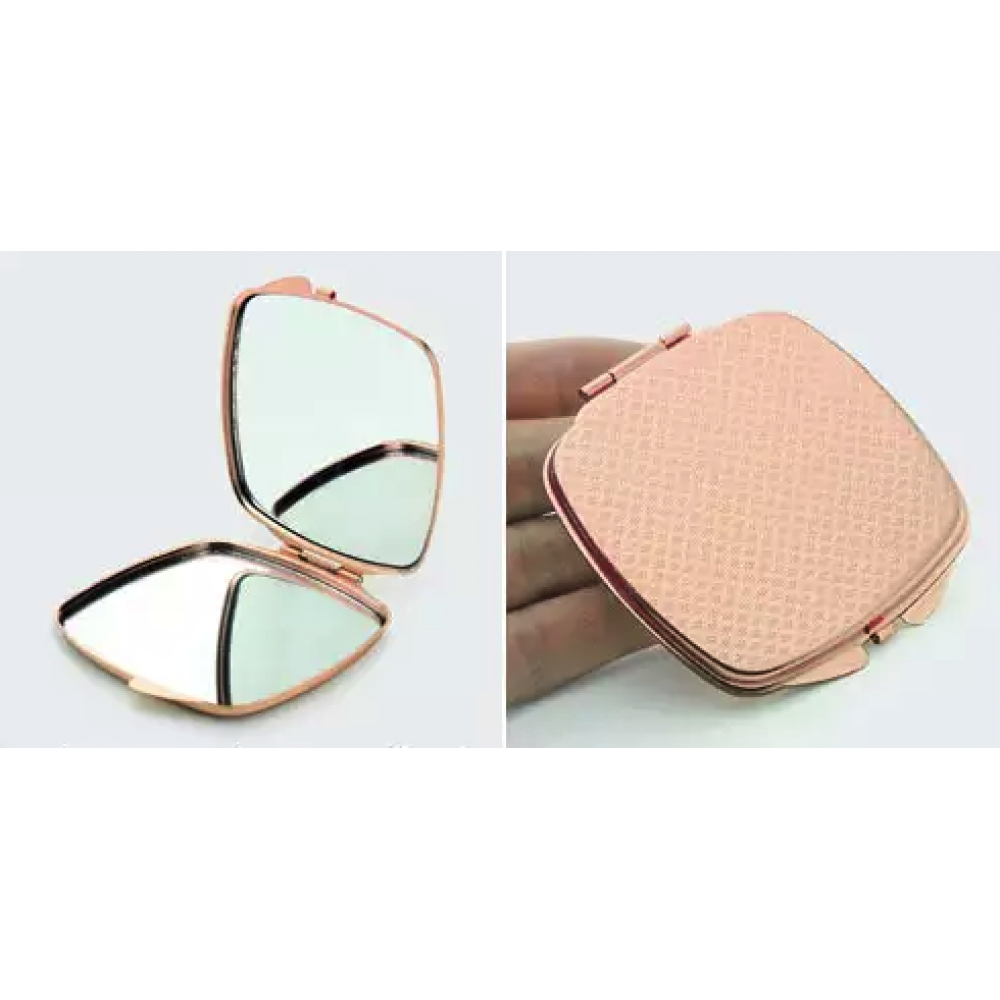 Custom Printed Compact Mirrors - Square Rounded Corners Rose Gold