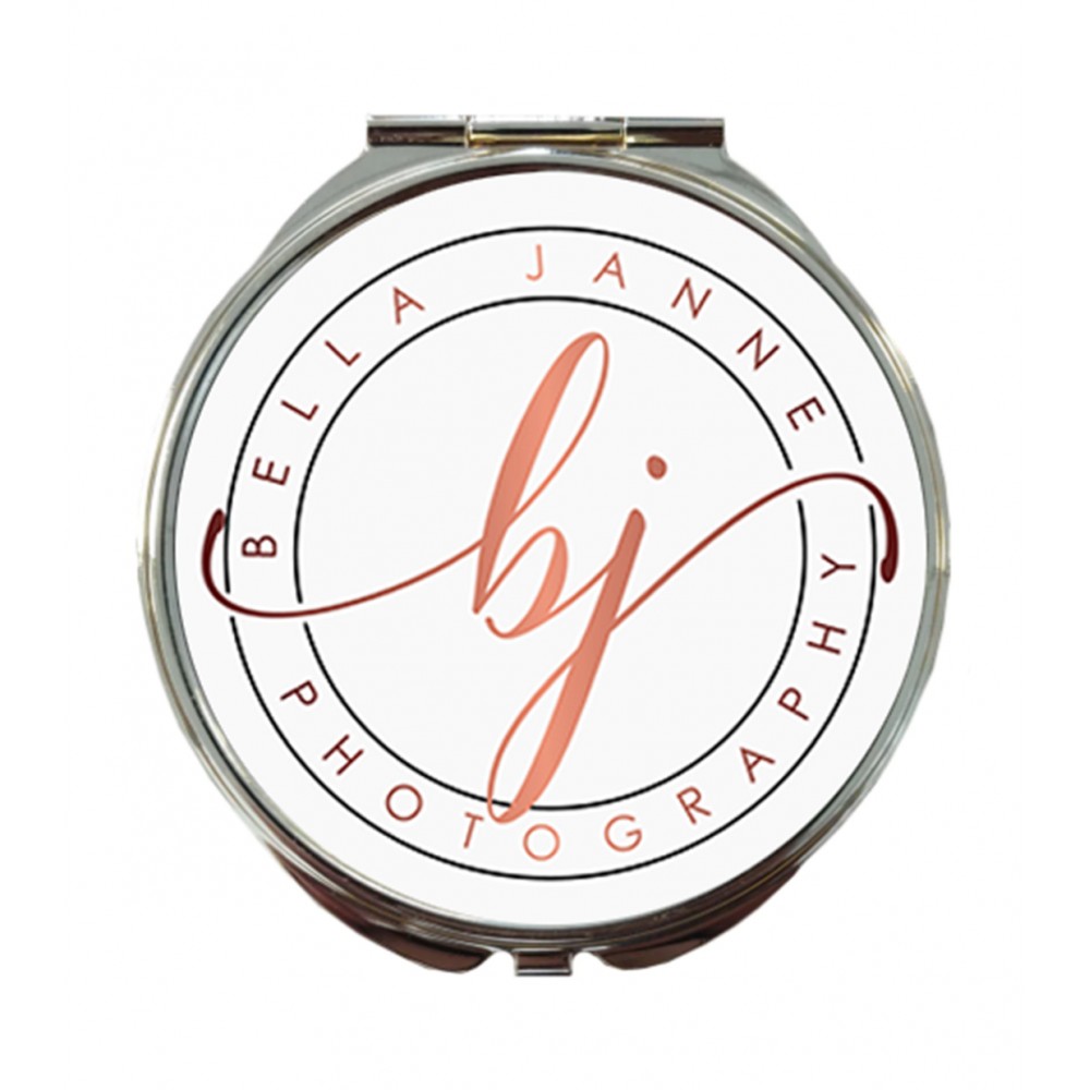 Custom Printed Compact Mirrors - Round Silver