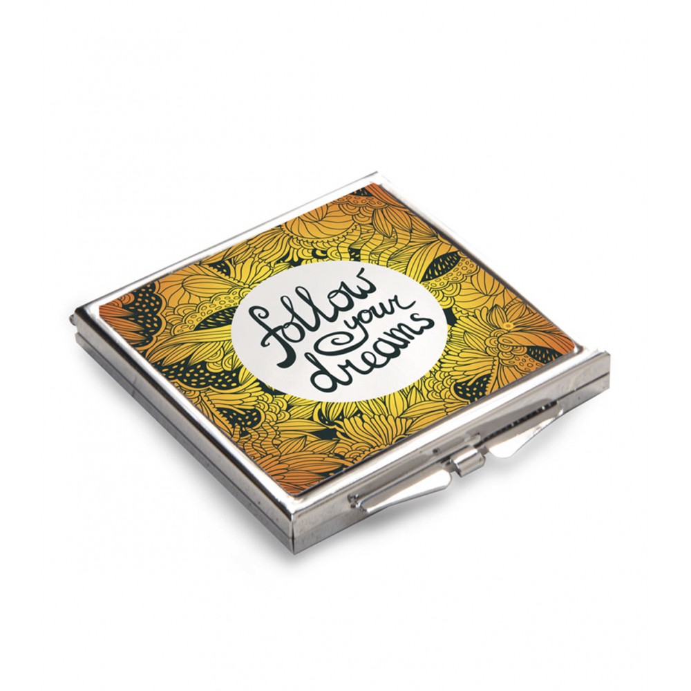 Custom Printed Compact Mirrors - Square -Silver