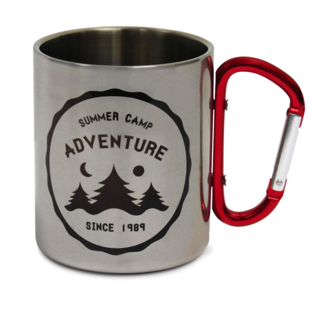 Full Colour Stainless Steel Carabiner Handle Mug 300ml