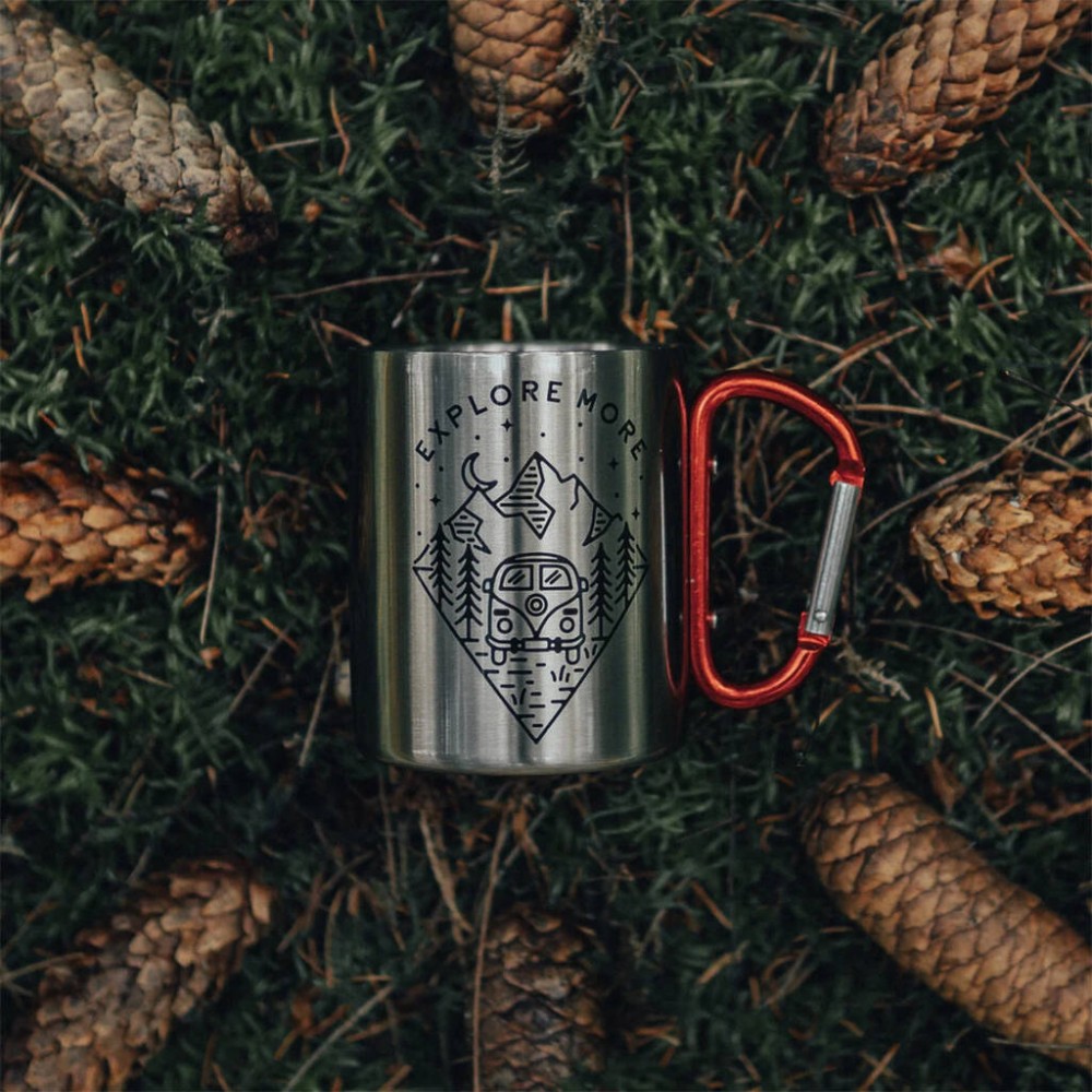 Full Colour Stainless Steel Carabiner Handle Mug 300ml